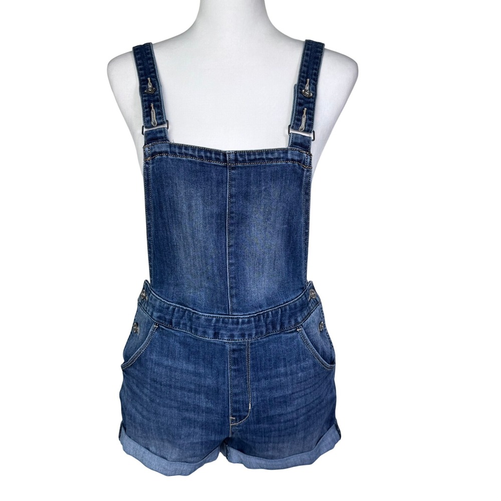 LEVI'S DENIZEN Women's Small Blue Jean Denim Shortalls‎ Overalls Shorts Pockets
